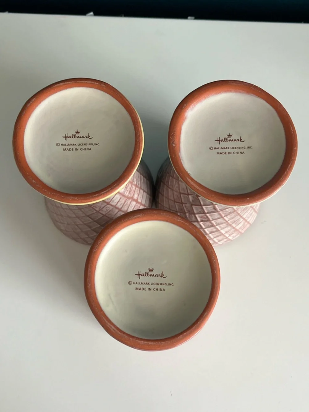 Vintage Hallmark Ceramic Ice Cream Waffle Cone Sundae Cups x3 - Picture 8 of 9